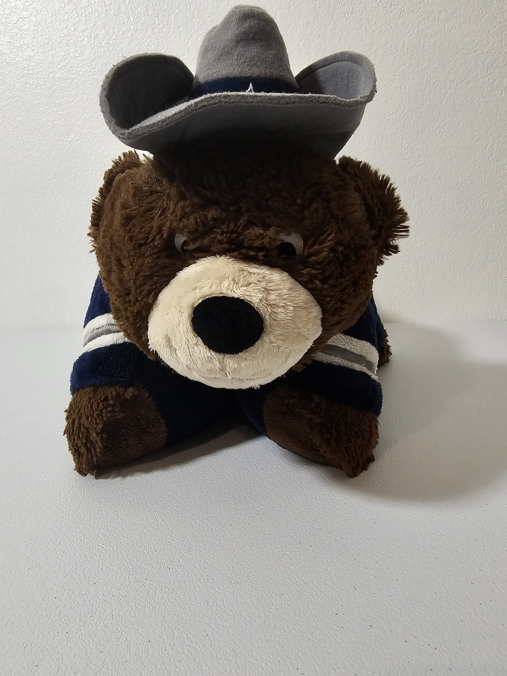 Pillow Pets Dallas Cowboys Blue Bear Plush Figure w/ Gray Cowboy Hat NFL